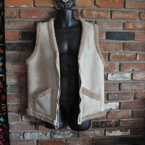 Vintage Handmade Shearling Sheepskin Leather Wool Western Vest Australia M - Picture 2 of 8